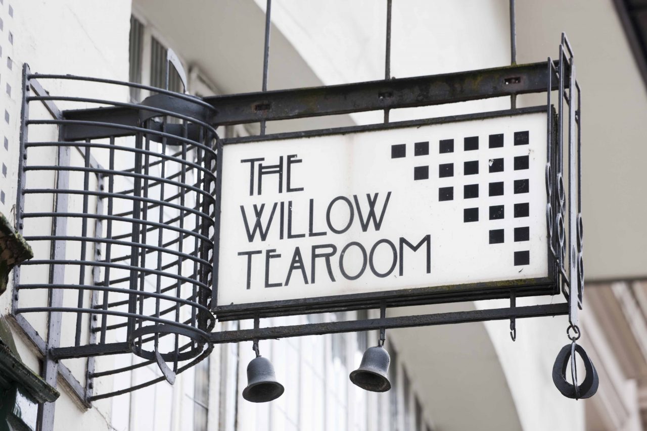Beschriftung Willow Tearoom in Glasgow